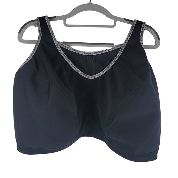 Glamorise Women's Althletic Hiking Walking Black Sports Bra No Underwire 48J - Picture 1 of 3